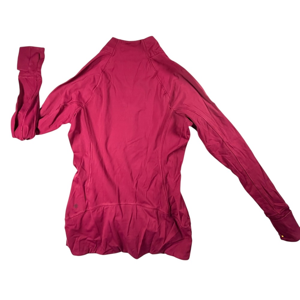 Athleta Quarter Zip Pullover Women M Pink Excellent Thumbhole Brushed Lining